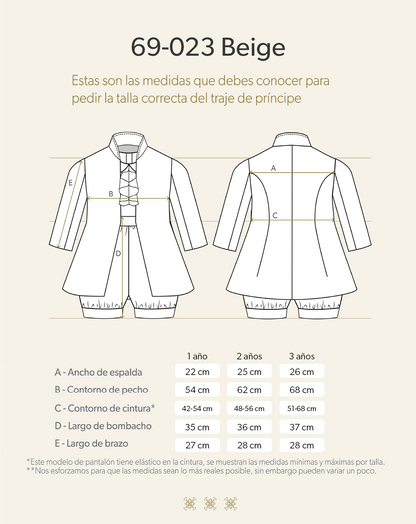 Ropón  de bautizo estilo príncipe beige 69-023