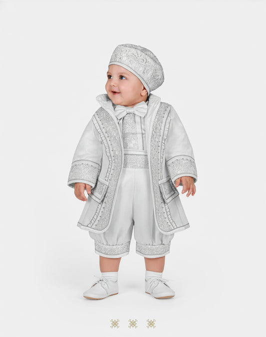 Ropón  de bautizo estilo príncipe blanco 69-023