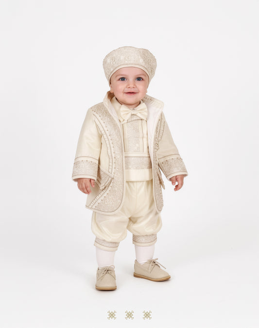 Ropón  de bautizo estilo príncipe beige 69-023