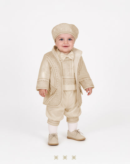 Ropón  de bautizo estilo príncipe beige 69-023