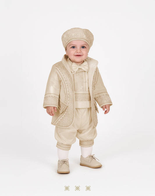 Ropón  de bautizo estilo príncipe beige 69-023