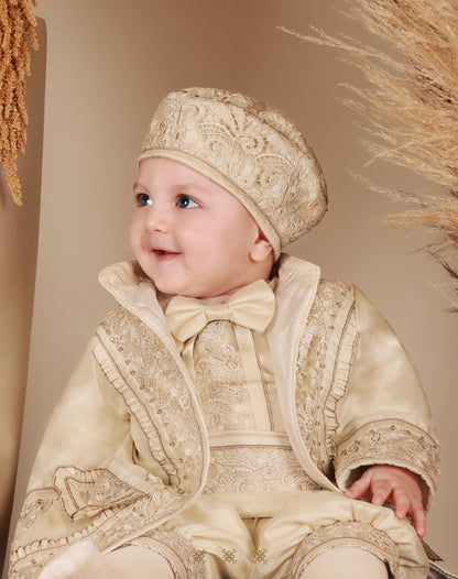 Ropón  de bautizo estilo príncipe beige 69-023