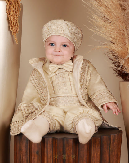 Ropón  de bautizo estilo príncipe beige 69-023