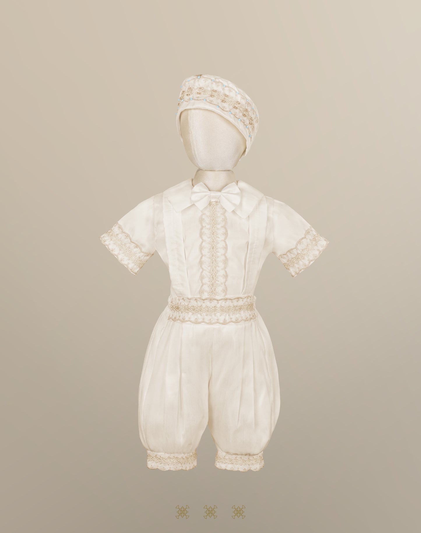Ropón de bautizo estilo príncipe beige 69-025