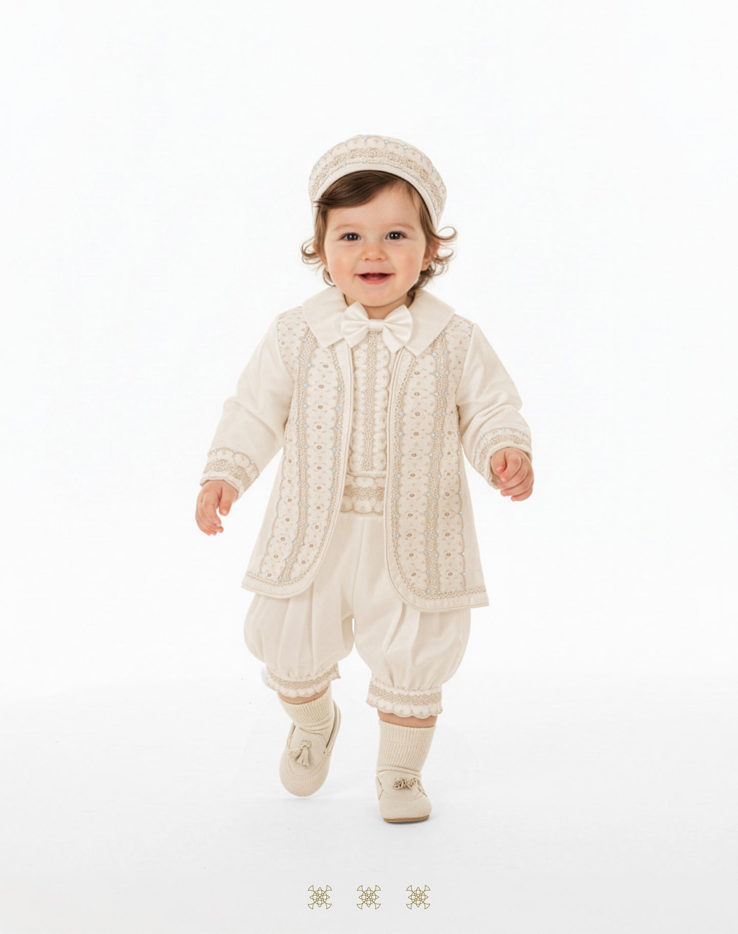Ropón de bautizo estilo príncipe beige 69-025
