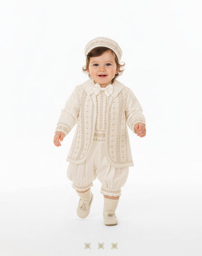 Ropón de bautizo estilo príncipe beige 69-025