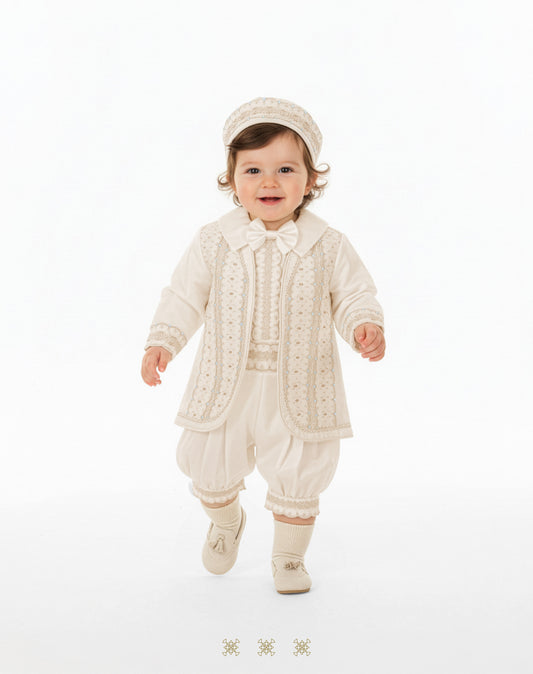Ropón de bautizo estilo príncipe beige 69-025