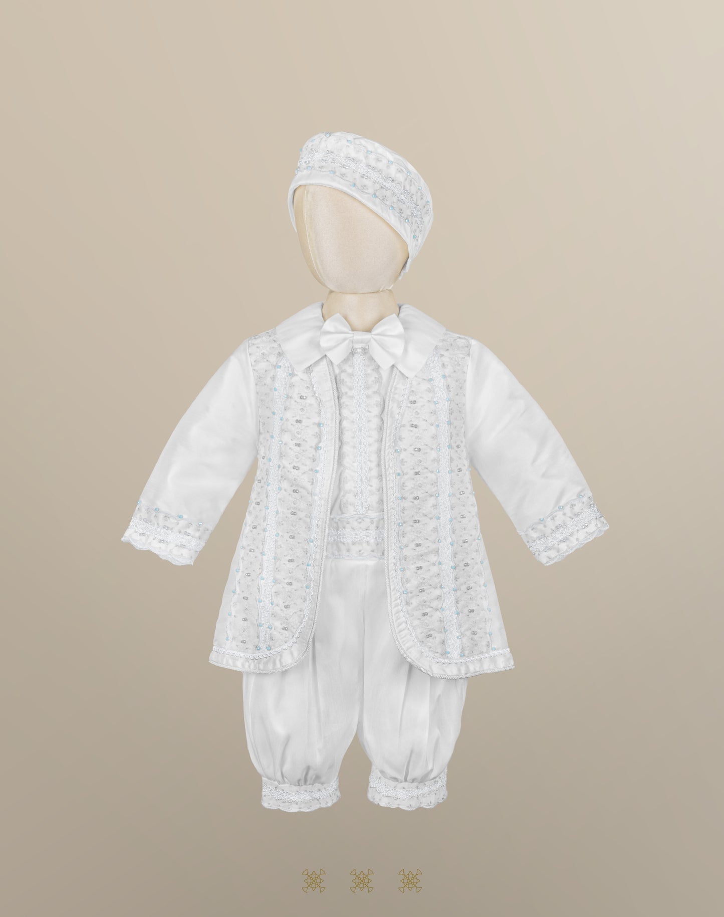 Ropón de bautizo estilo príncipe blanco 69-025