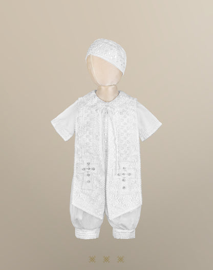 Ropón de bautizo blanco para niño 69-026