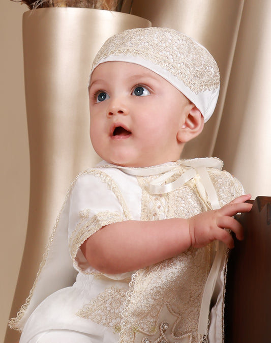 Conjunto Niño Ropón Principe Bautizo Traje Niño Detalles A Mano