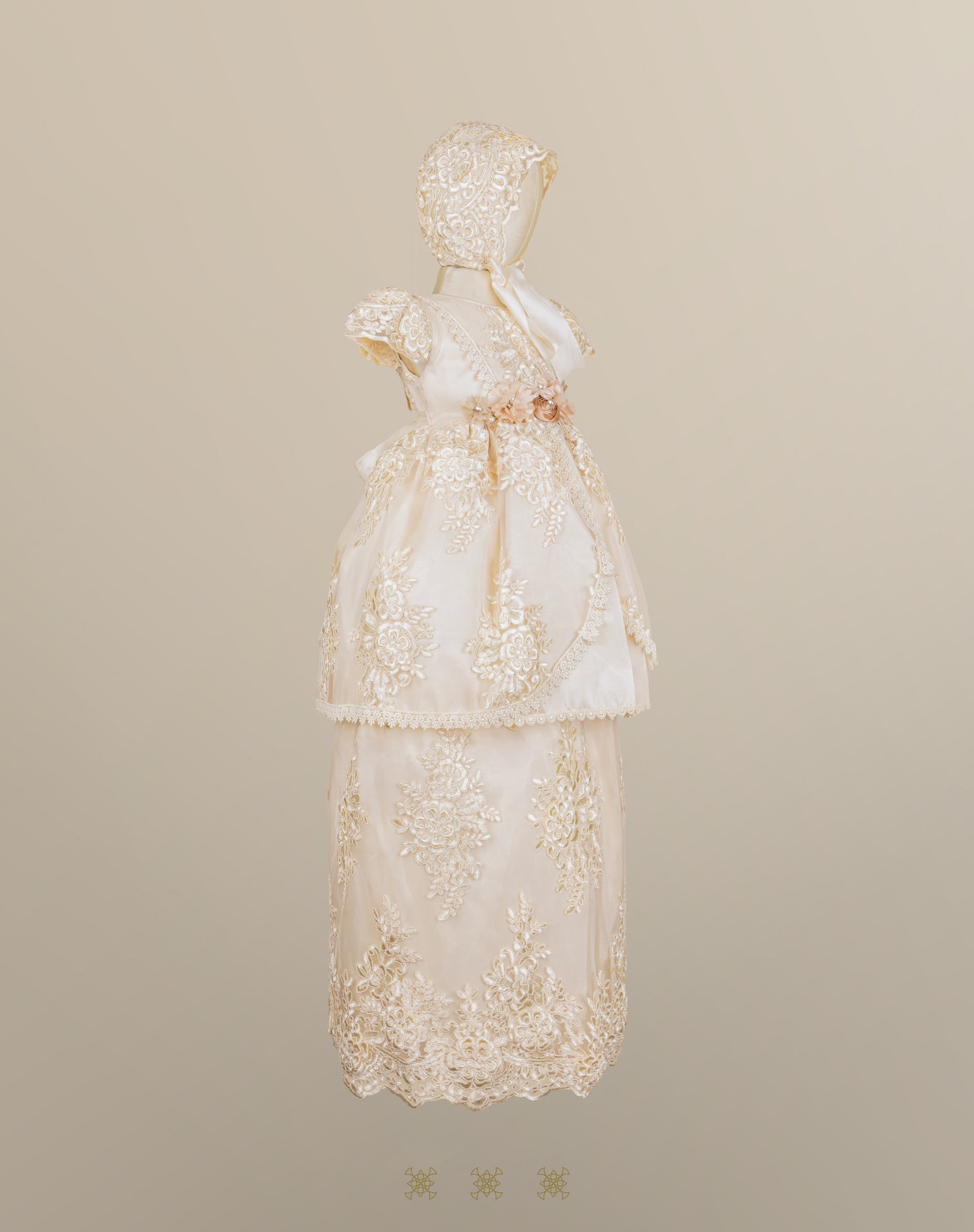 Ropón de bautizo de niña champagne 73-057