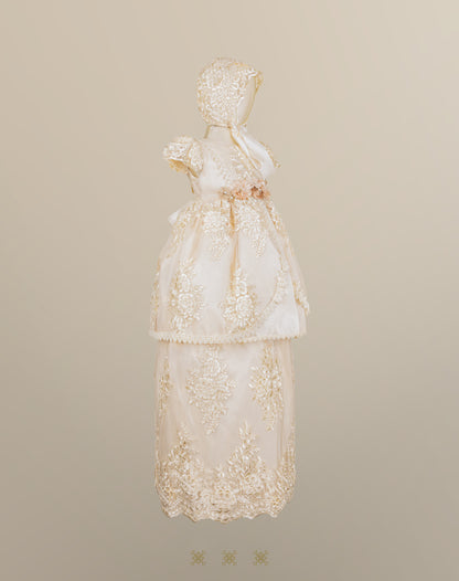 Ropón de bautizo de niña champagne 73-057