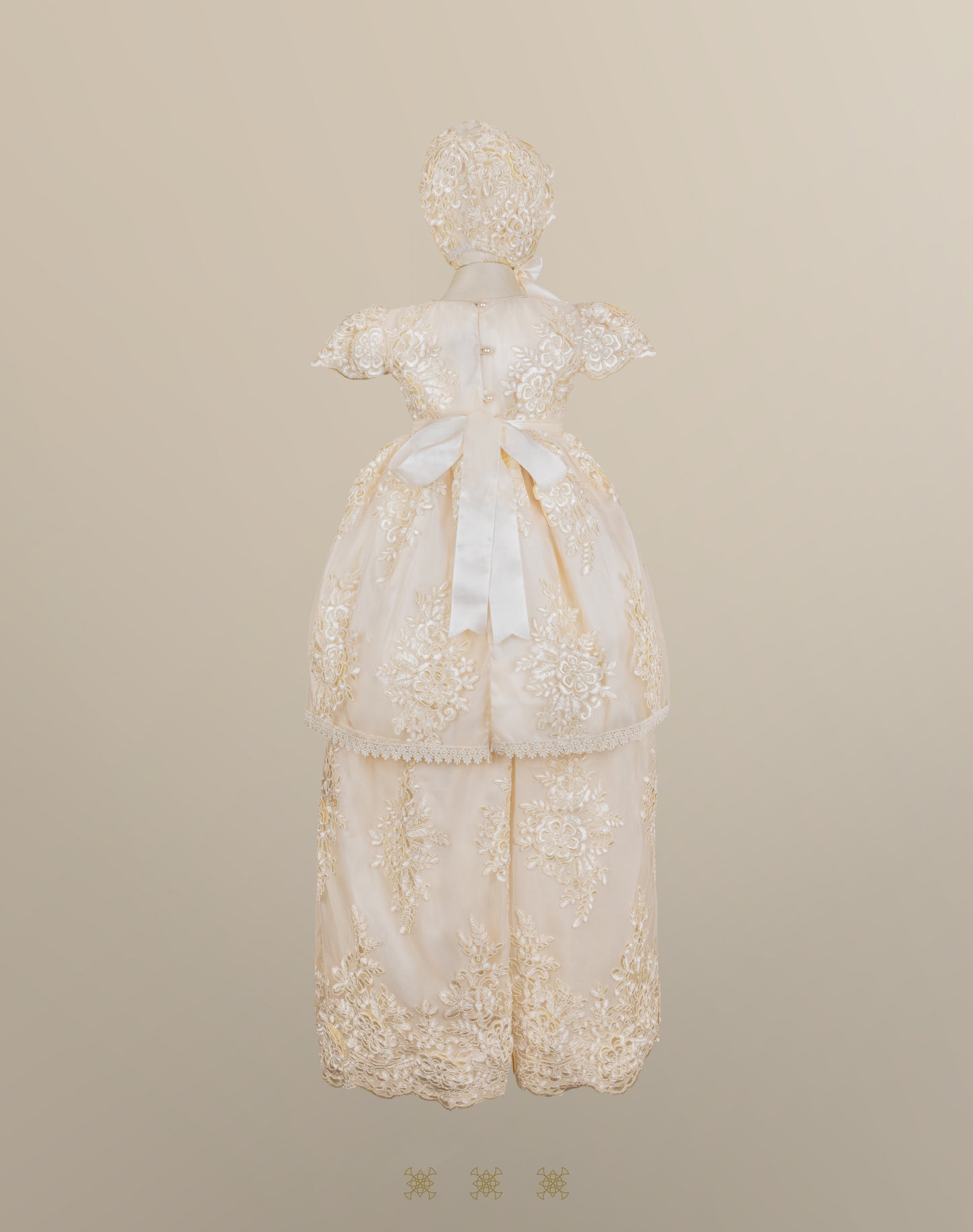 Ropón de bautizo de niña champagne 73-057