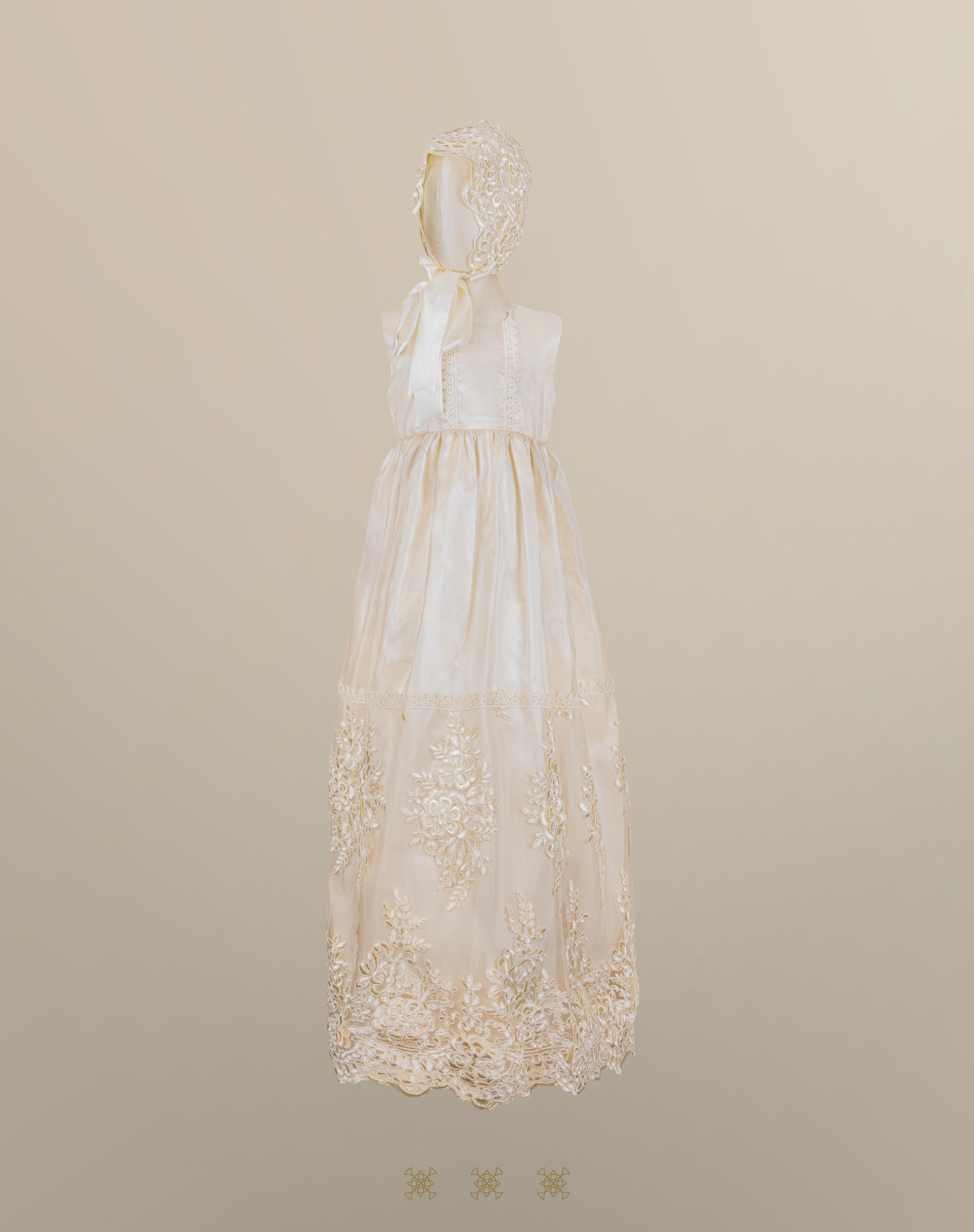 Ropón de bautizo de niña champagne 73-057