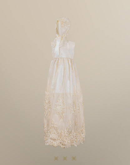Ropón de bautizo de niña champagne 73-057