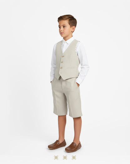 Chaleco de lino infantil kaki 83-008