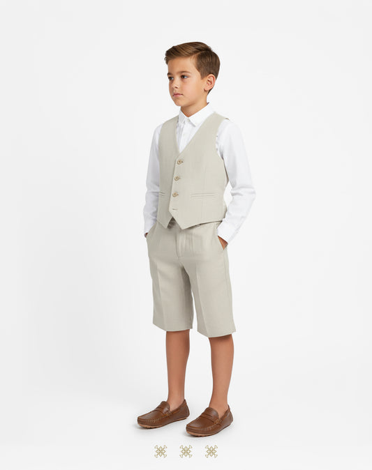 Chaleco de lino kaki 83-008