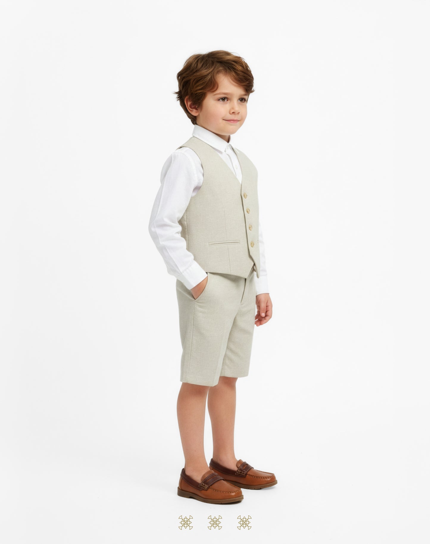 Chaleco de lino infantil kaki 83-008