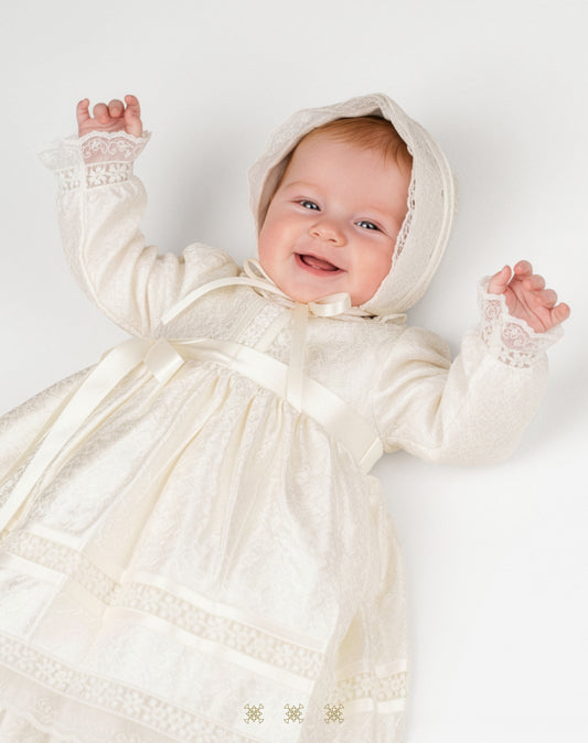 Ropón de bautizo de seda italiana hueso 83-019