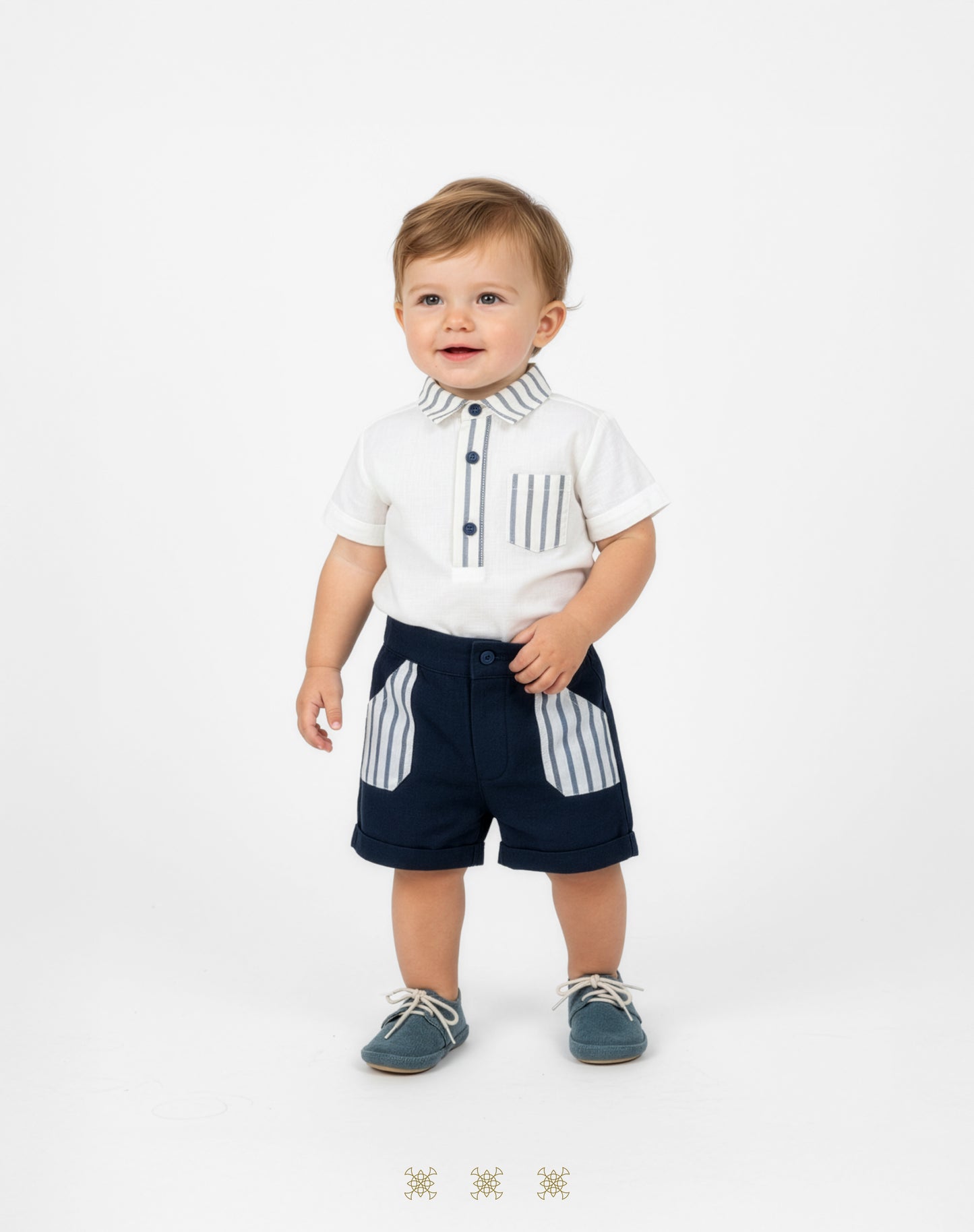 Coordinado hueso /azul 83-015