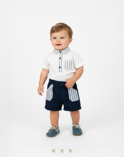Coordinado hueso /azul 83-015