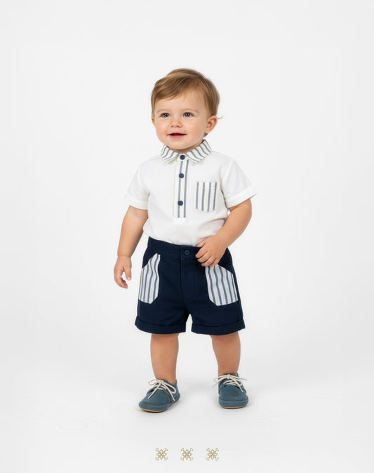 Coordinado hueso /azul 83-015