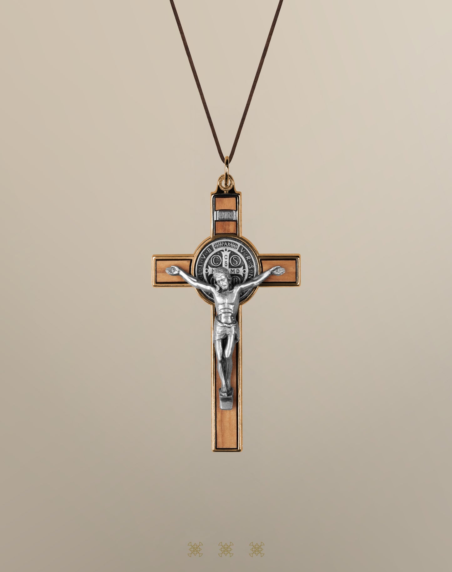 Cruz de olivo plata/dorado primera comunión 90-306