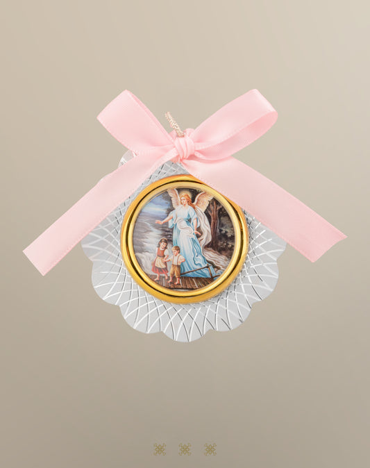 Medalla de Cuna plata / rosa 90-314