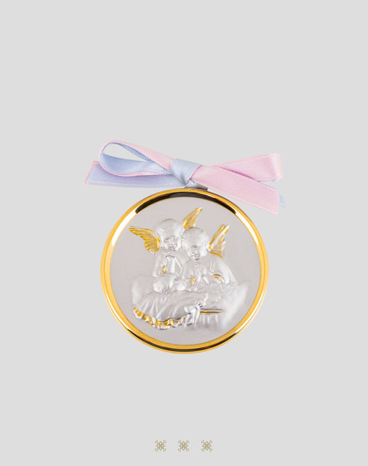Medalla de Cuna plata/dorado para Bautizo 90-479