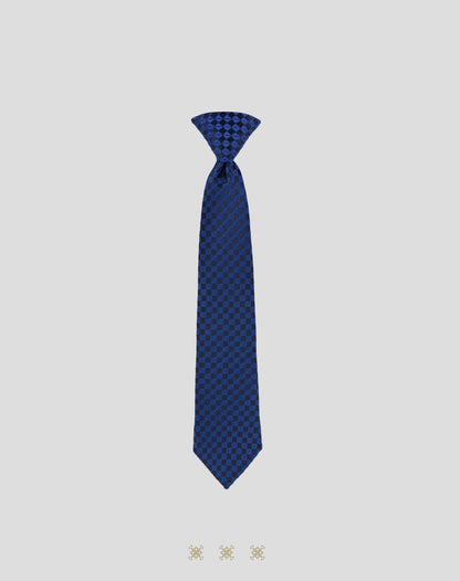 Corbata azul marino de cuadros con nudo 91-041