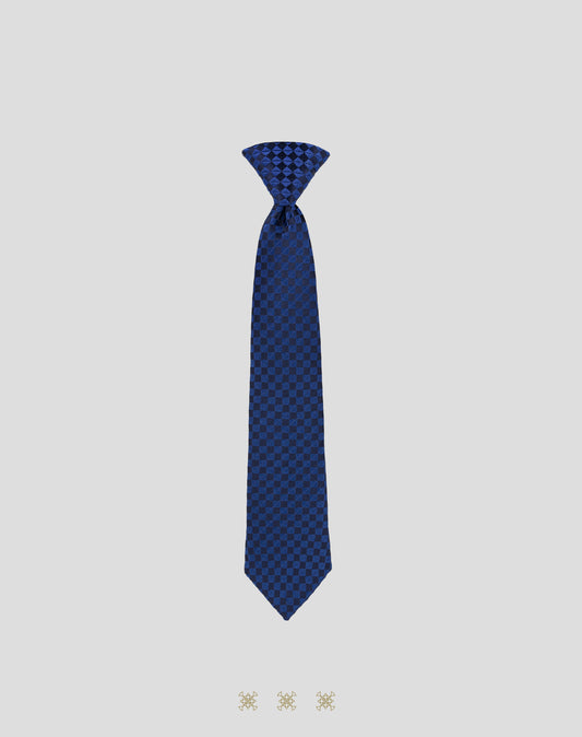 Corbata azul marino de cuadros con nudo 91-041