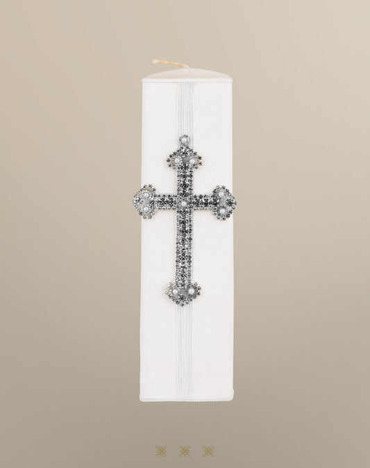 Cirio de boda blanco / plata 92-007