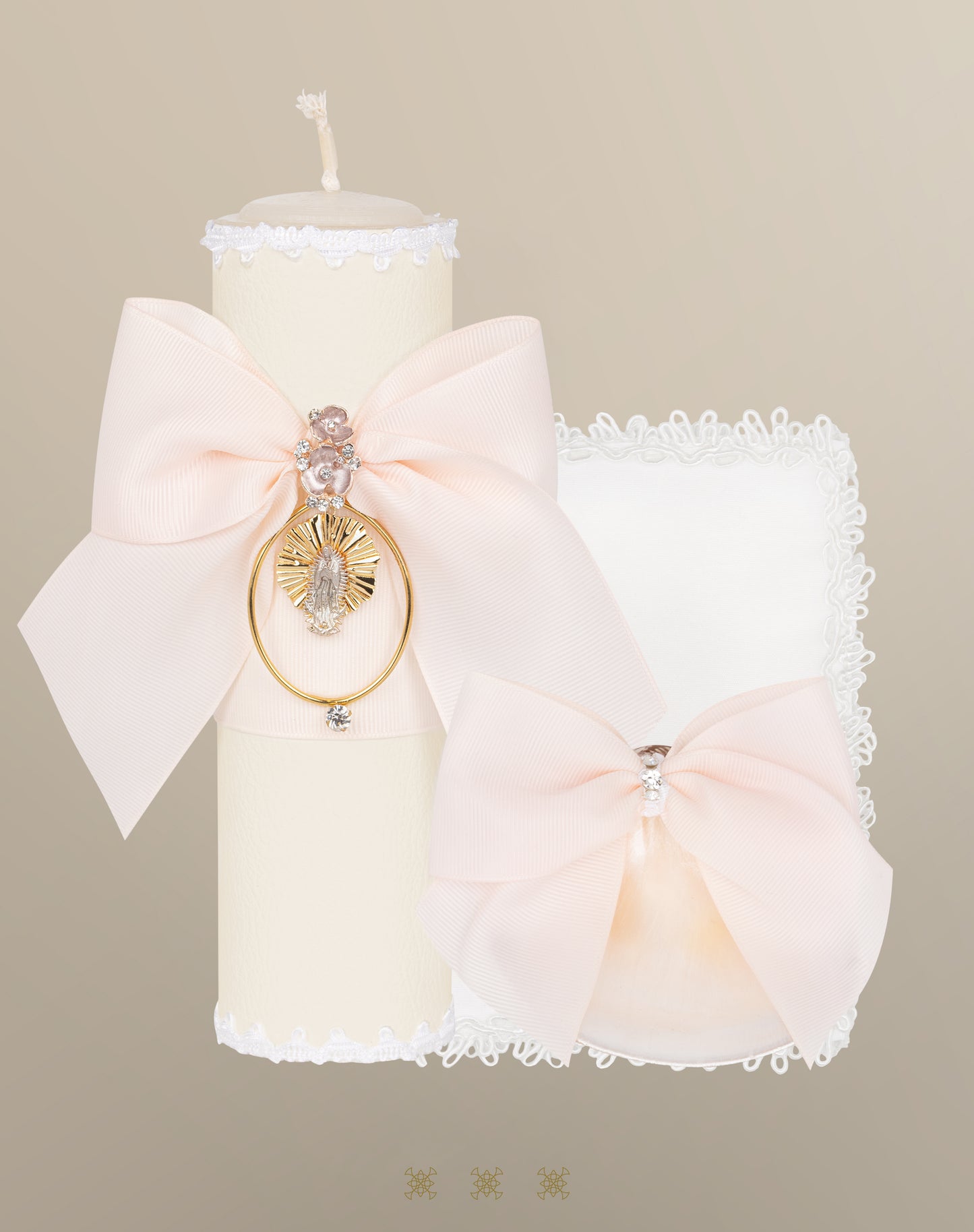 Set de vela bautizo hueso / nude 92-175