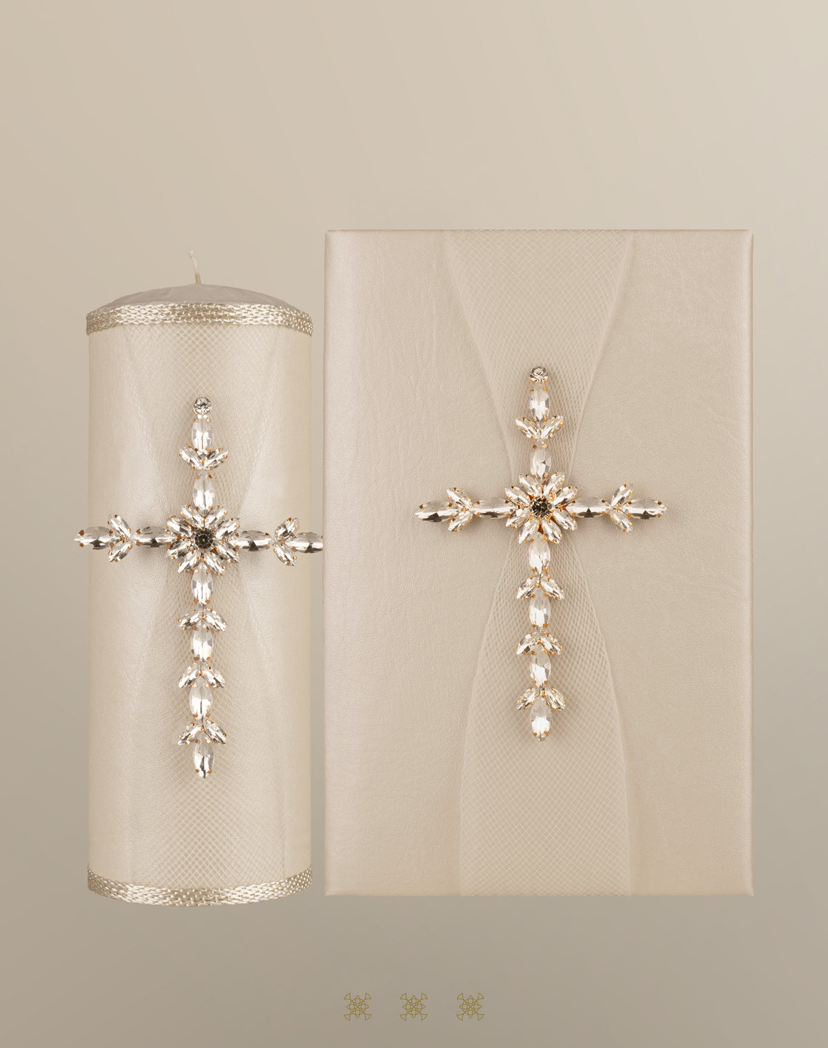 Biblia y Cirio de boda champagne / oro 92-190