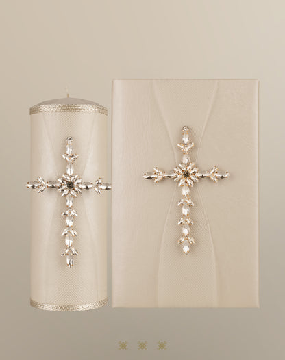 Biblia y Cirio de boda champagne / oro 92-190