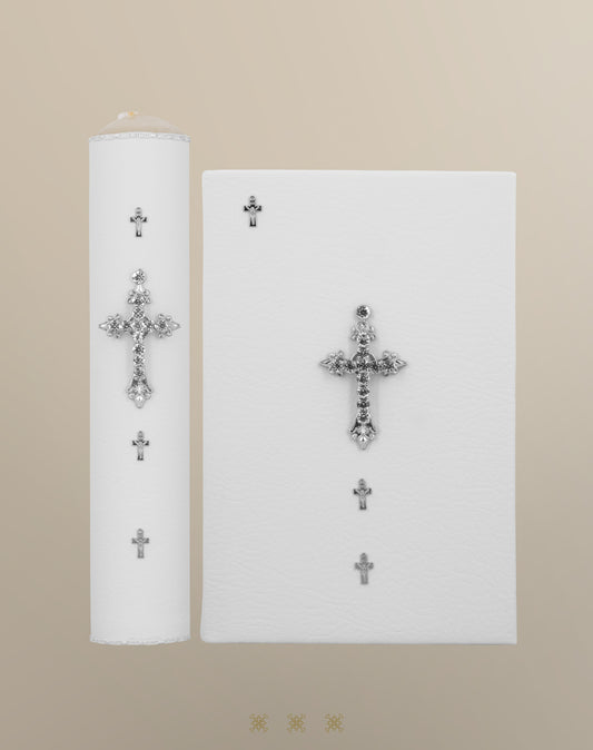 Biblia y cirio de boda blanco 92-288