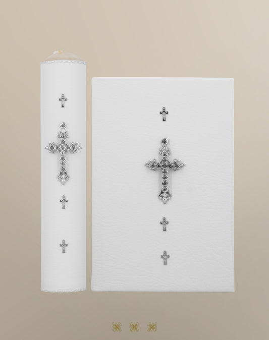 Biblia y cirio de boda blanco 92-288