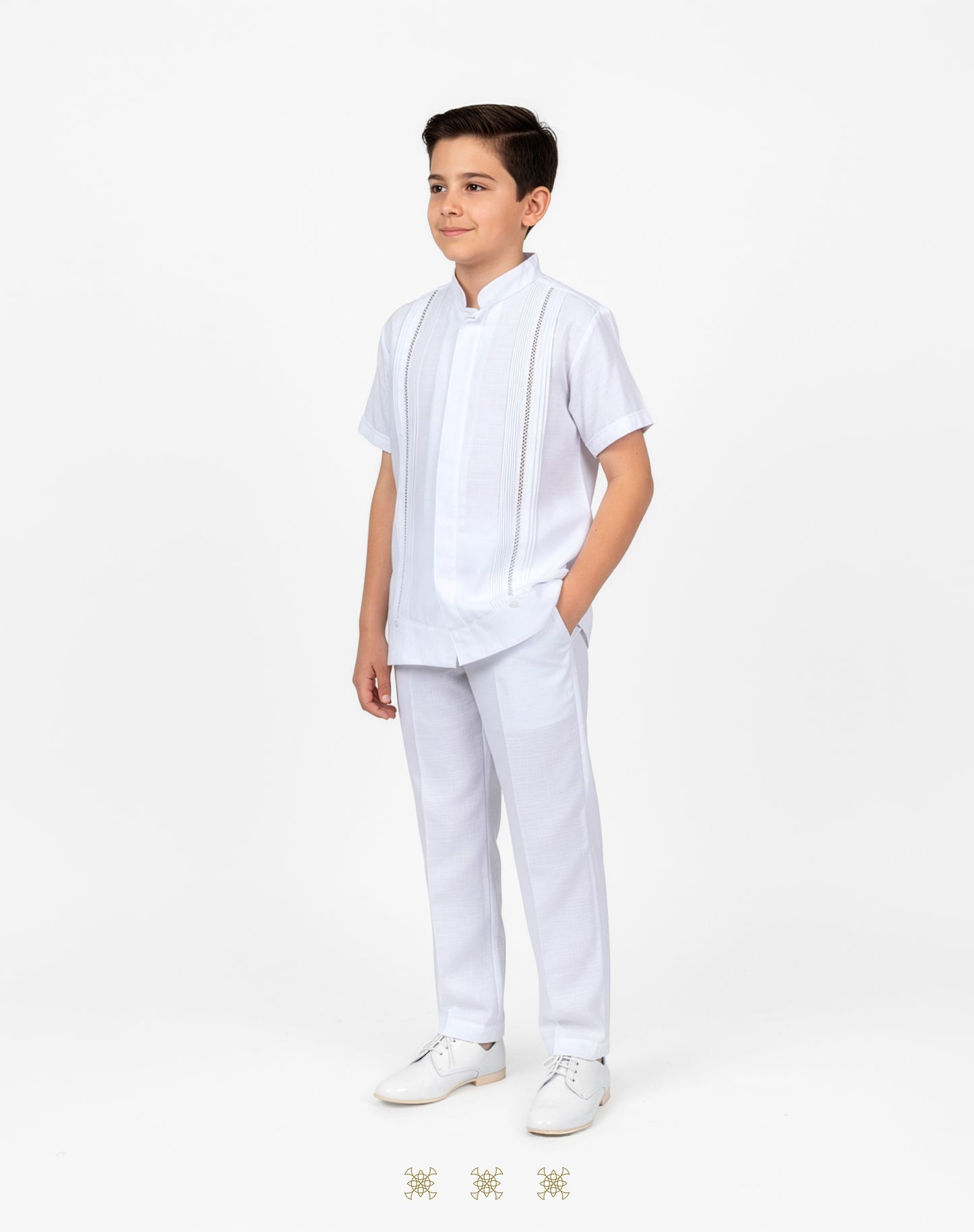 Guayabera y pantalón juvenil blanco 95-005