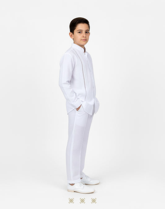 Guayabera y pantalón blanco juvenil 95-006