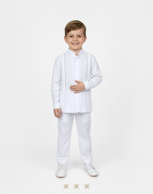 Guayabera y pantalón blanco infantil 95-006