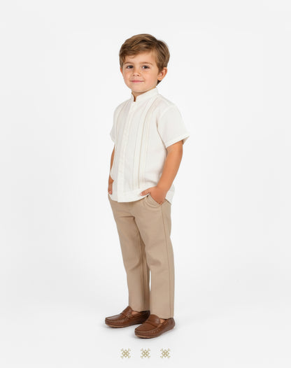 Guayabera y pantalón hueso/kaki infantil 95-007