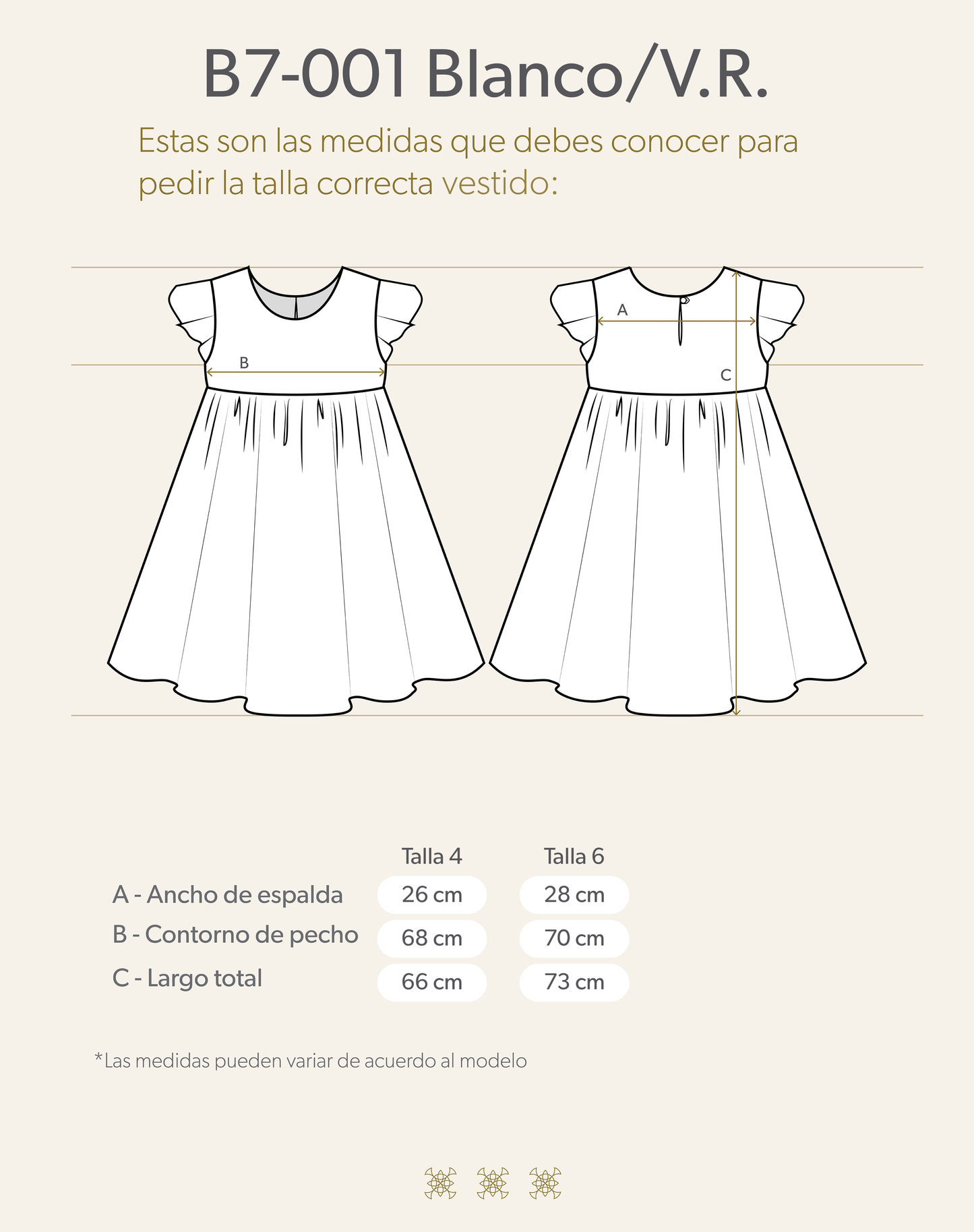 Vestido Infantil Hueso B7-001