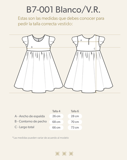 Vestido Infantil Hueso B7-001