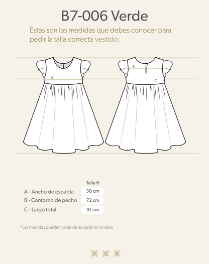 Vestido Infantil verde B7-006