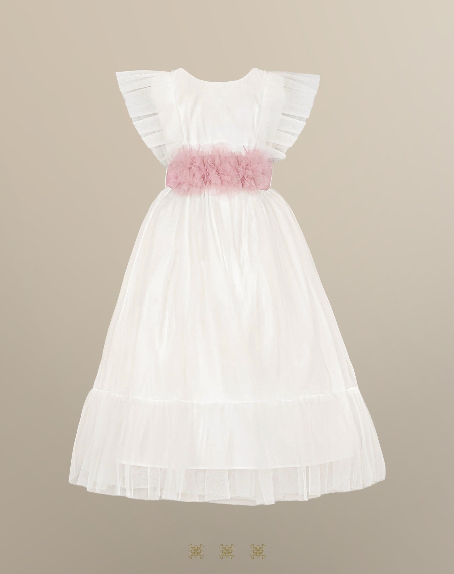 Vestido Infantil Hueso / Palo de rosa B7-009