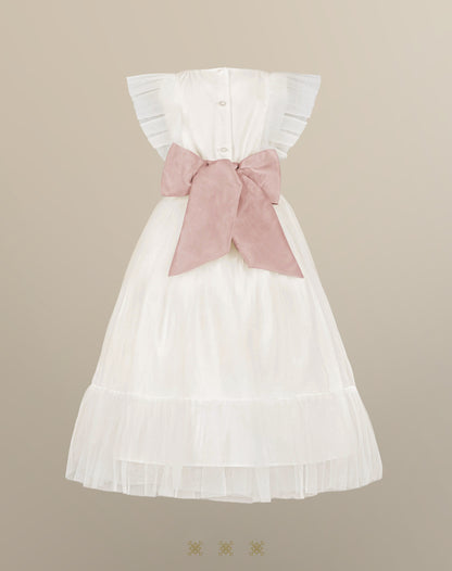 Vestido Infantil Hueso / Palo de rosa B7-009