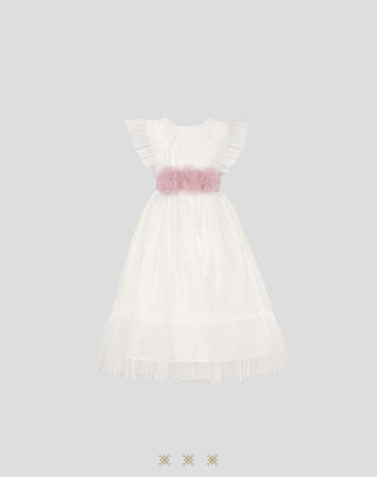 Vestido Infantil Hueso / Palo de rosa B7-009