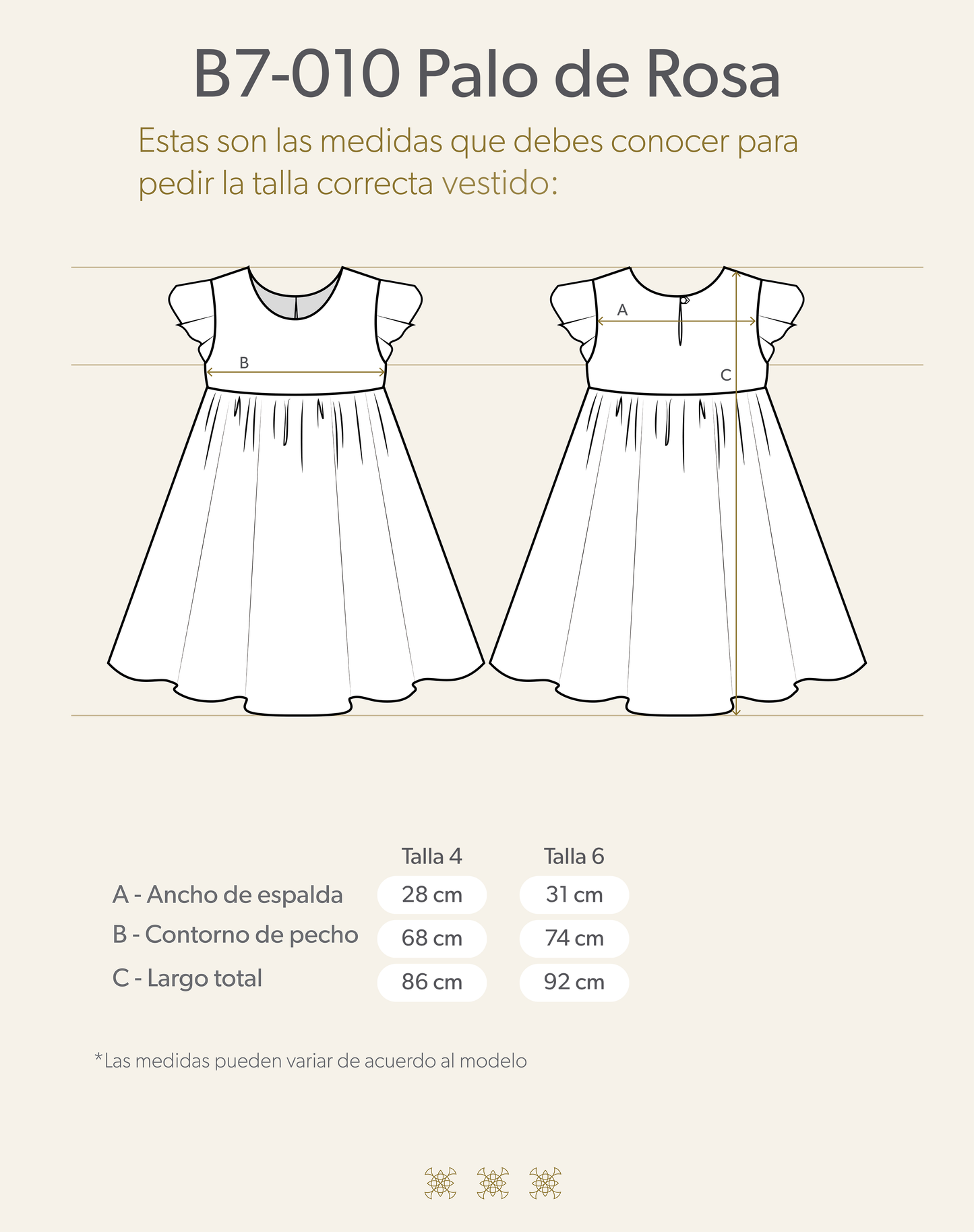 Vestido Infantil Palo de Rosa B7-010