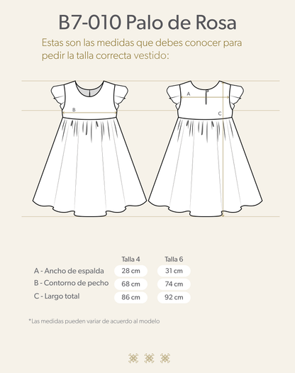 Vestido Infantil Palo de Rosa B7-010