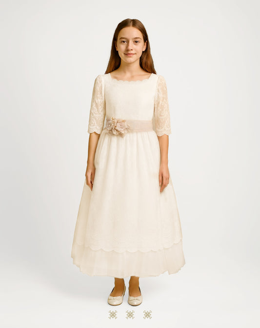 Vestido juvenil hueso C3-003
